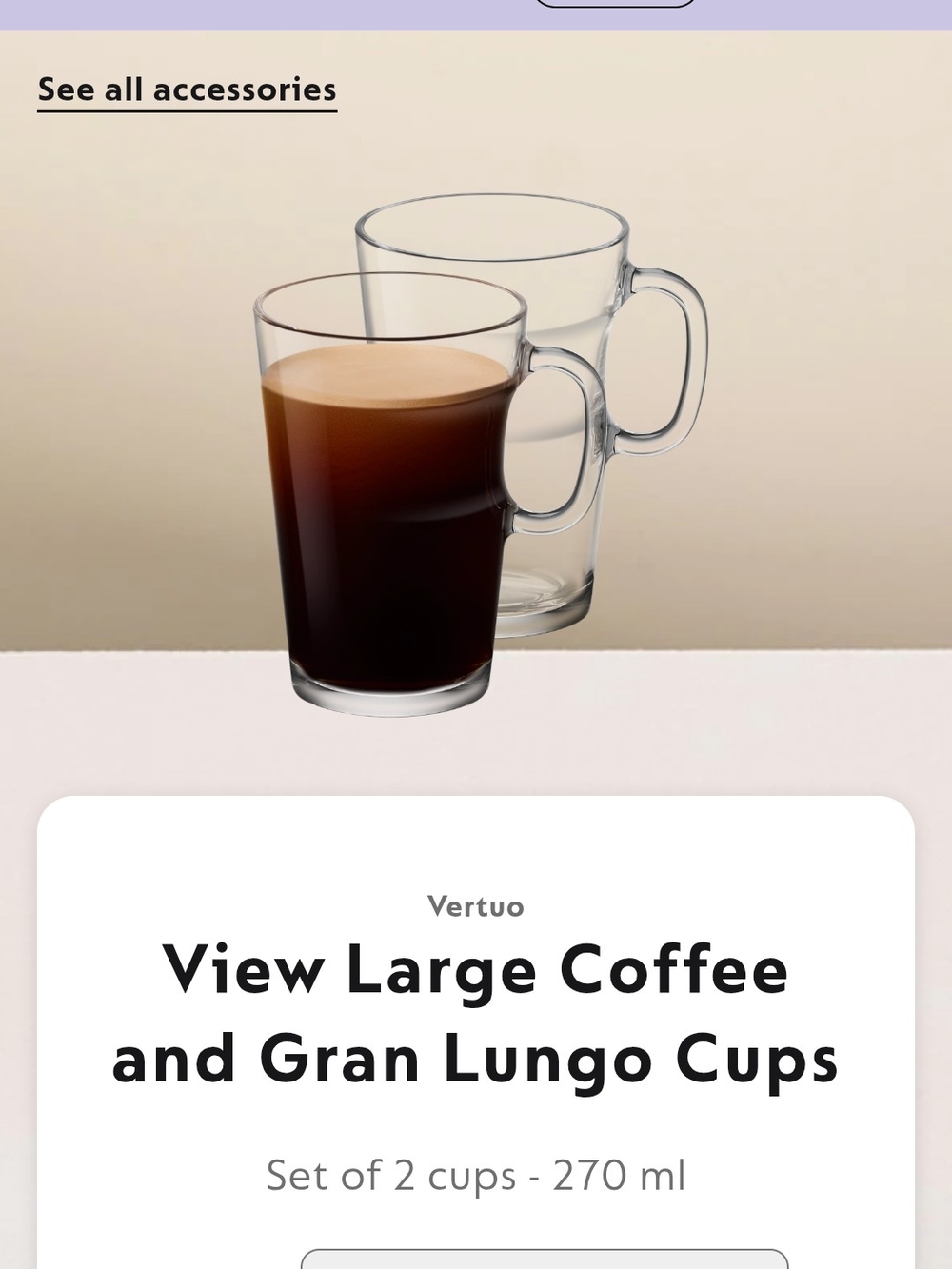 Nespresso 'View' Glass Coffee Mug & Espresso Cup Set - Picture 6 of 6